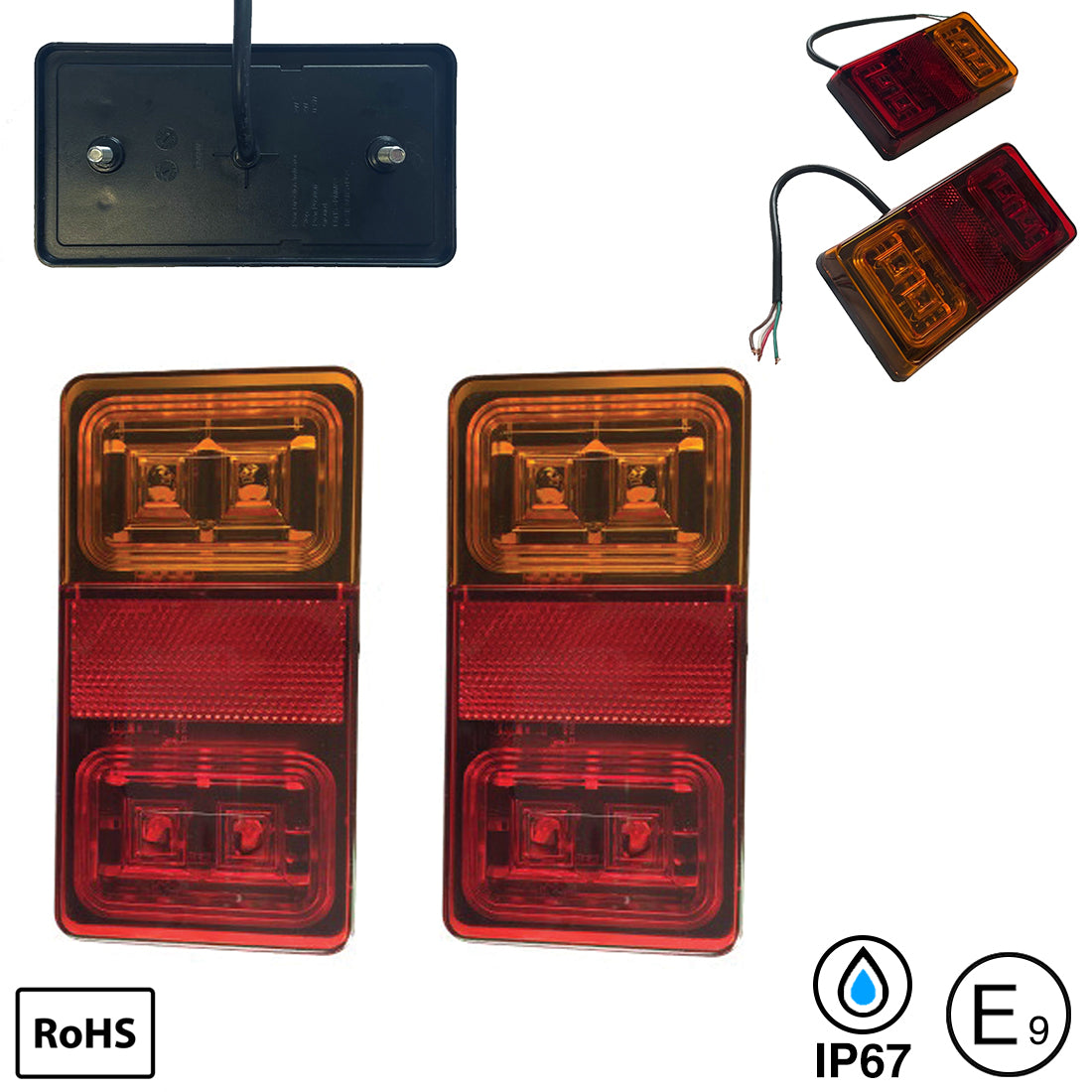LED pair of oblong stop/tail/indicator (LED12/24V)