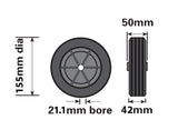 155mm Black Plastic Spare Wheel Fits Mp225 Jockey Wheel - MP226