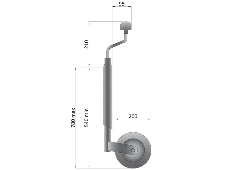 42mm MEDIUM DUTY JOCKEY WHEEL (SMOOTH) 150KG