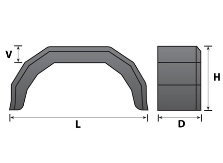 10" PLASTIC MUDGUARD 620x180x240mm Single - MP266